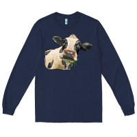 Navy holstein heifer face Long Sleeve Tee - LillyAllenDesigns