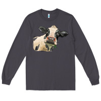 Smoke holstein heifer face Long Sleeve Tee - LillyAllenDesigns