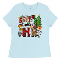 Baby Blue santa's favorite hr Ladies Tee - Zillion Design Studio