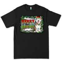 Black merry and bright husky farm  background Premium Tee - RanaPortraitStore