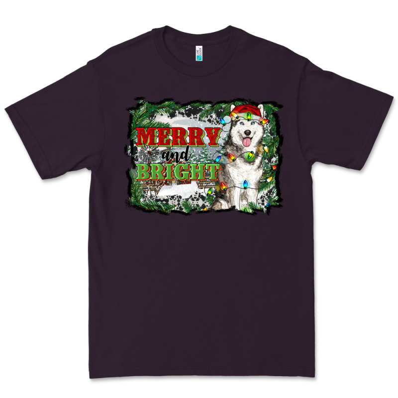 Merry And Bright Husky Farm  Background Premium Tee by RanaPortraitStore | Teevron