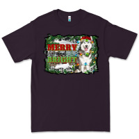Plum merry and bright husky farm  background Premium Tee - RanaPortraitStore