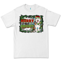 White merry and bright husky farm  background Premium Tee - RanaPortraitStore