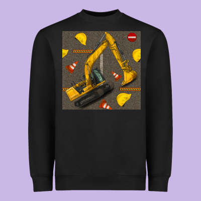 Excavator Seamless Pattern Heavyweight Sweatshirt Designed By Bundleandbundleshop