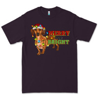 Plum merry and bright dachshund Premium Tee - RanaPortraitStore
