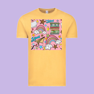 School With Rainbow Seamless Pattern Vintage Tee Designed By Bundleandbundleshop