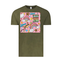 Vintage Olive school with rainbow seamless pattern Vintage Tee - BundleAndBundleShop