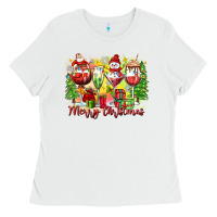 White merry christmas wine glasses Ladies Tee - Zillion Design Studio