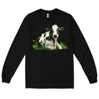 Black holstein cow sitting Long Sleeve Tee - LillyAllenDesigns