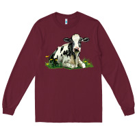 Burgundy holstein cow sitting Long Sleeve Tee - LillyAllenDesigns