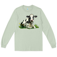 Matcha holstein cow sitting Long Sleeve Tee - LillyAllenDesigns
