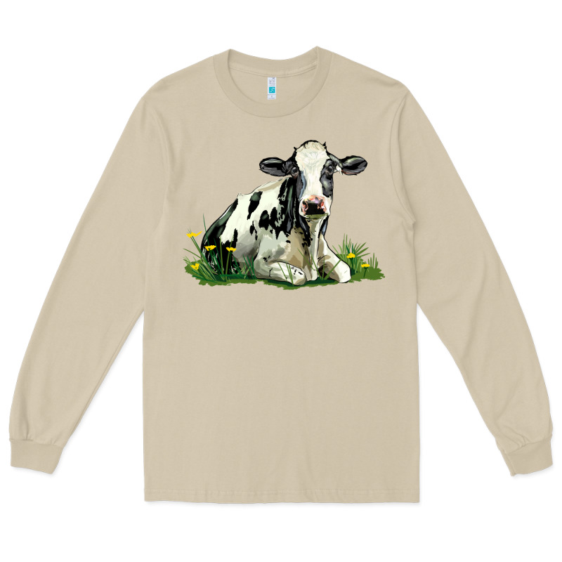 Holstein Cow Sitting Long Sleeve Tee by LillyAllenDesigns | Teevron