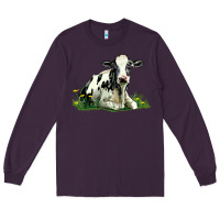 Plum holstein cow sitting Long Sleeve Tee - LillyAllenDesigns