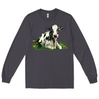 Smoke holstein cow sitting Long Sleeve Tee - LillyAllenDesigns