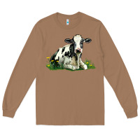 Toasted Coconut holstein cow sitting Long Sleeve Tee - LillyAllenDesigns