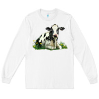 White holstein cow sitting Long Sleeve Tee - LillyAllenDesigns