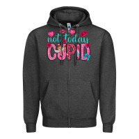 Charcoal Heather not today cupid Zipper Hoodie - NancyCooperArtShop