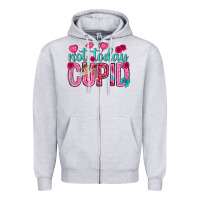 Heather Grey not today cupid Zipper Hoodie - NancyCooperArtShop