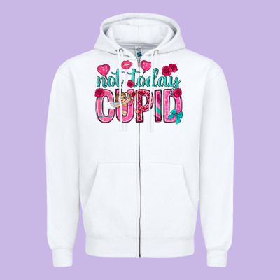 Not Today Cupid Zipper Hoodie Designed By Nancycooperartshop