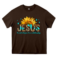 Chocolate Brown jesus it s not religion it s a relationship Heavy Core Tee - Zillion Design Studio