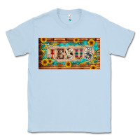 Dusty Blue jesus western patterns license plate template Classic Tee - BarkalooDesign