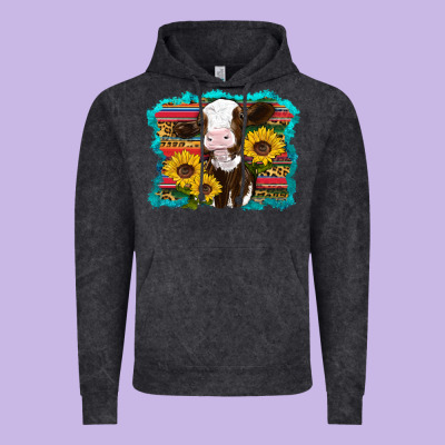 Western Cow Sunflowers Serape Leopard Vintage Hoodie Designed By Ranaportraitstore