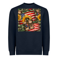 Usa Flag With Army Boot Seamless Pattern Heavyweight Sweatshirt | Teevron