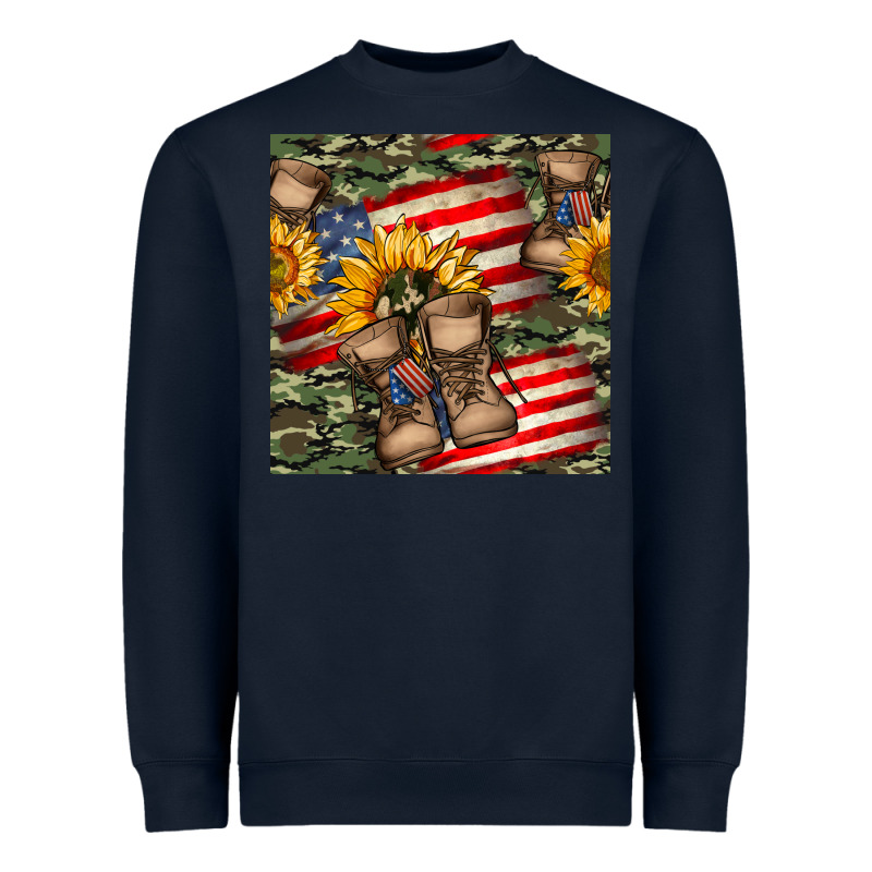 Usa Flag With Army Boot Seamless Pattern Heavyweight Sweatshirt by BundleAndBundleShop | Teevron