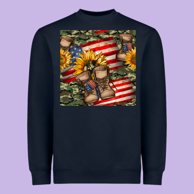 Usa Flag With Army Boot Seamless Pattern Heavyweight Sweatshirt Designed By Bundleandbundleshop