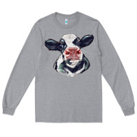 Heather Grey holstein calf face Long Sleeve Tee - LillyAllenDesigns
