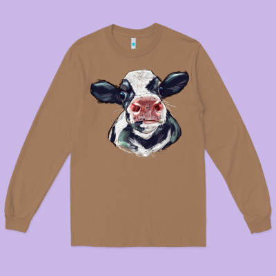 Holstein Calf Face Long Sleeve Tee Designed By Lillyallendesigns