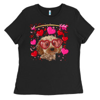 Black Valentine's day cockapoo Ladies Tee - RanaPortraitStore