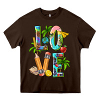 Chocolate Brown summer love teacher Heavy Core Tee - texasbilliewilder