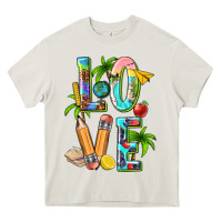 Cream summer love teacher Heavy Core Tee - texasbilliewilder