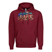 Burgundy American babe Zipper Hoodie - NancyCooperArtShop