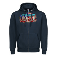 Navy American babe Zipper Hoodie - NancyCooperArtShop