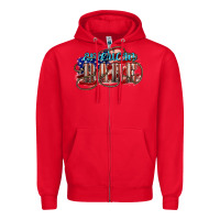 Red American babe Zipper Hoodie - NancyCooperArtShop