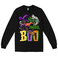Black Meow i mean, boo Halloween Long Sleeve Tee - NancyCooperArtShop