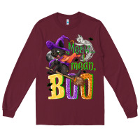 Burgundy Meow i mean, boo Halloween Long Sleeve Tee - NancyCooperArtShop