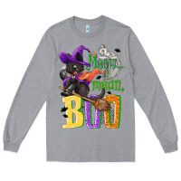 Heather Grey Meow i mean, boo Halloween Long Sleeve Tee - NancyCooperArtShop