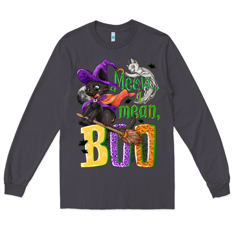 Meow I Mean, Boo Halloween Long Sleeve Tee by NancyCooperArtShop | Teevron