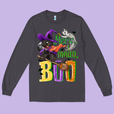 Meow I Mean, Boo Halloween Long Sleeve Tee Designed By Nancycooperartshop