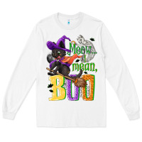 White Meow i mean, boo Halloween Long Sleeve Tee - NancyCooperArtShop