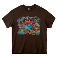 Chocolate Brown western serape leopard turquoise  background Heavy Core Tee - Artiststas