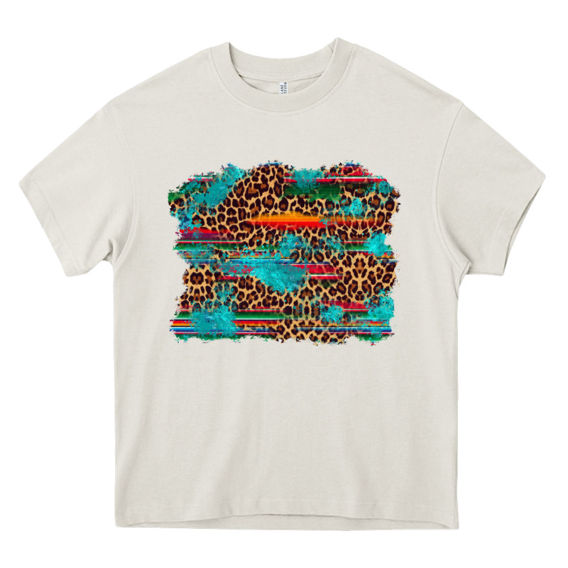 Western Serape Leopard Turquoise  Background Heavy Core Tee by Artiststas | Teevron
