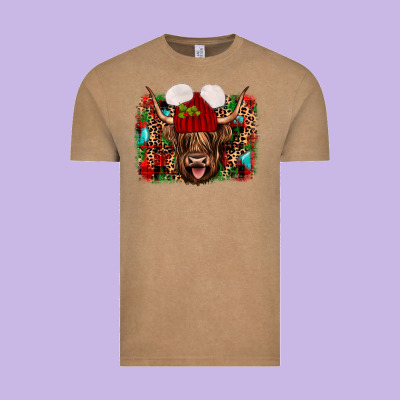 Highland Cow Christmas Vintage Tee Designed By Jahusdesignshop
