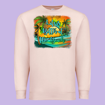 Life Is Better At The Beach Premium Sweatshirt Designed By Jasminsmagicworld