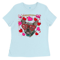 Baby Blue Valentine's day french bulldog puppy Ladies Tee - RanaPortraitStore
