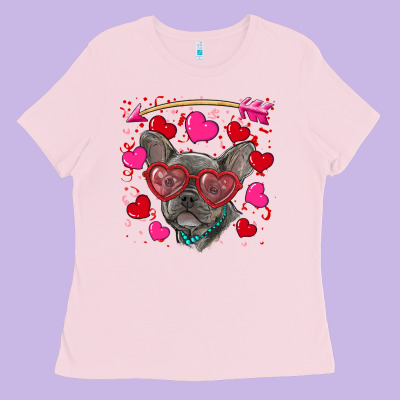 Ladies Tee Valentine's day french bulldog puppy