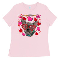 Bubblegum Pink Valentine's day french bulldog puppy Ladies Tee - RanaPortraitStore